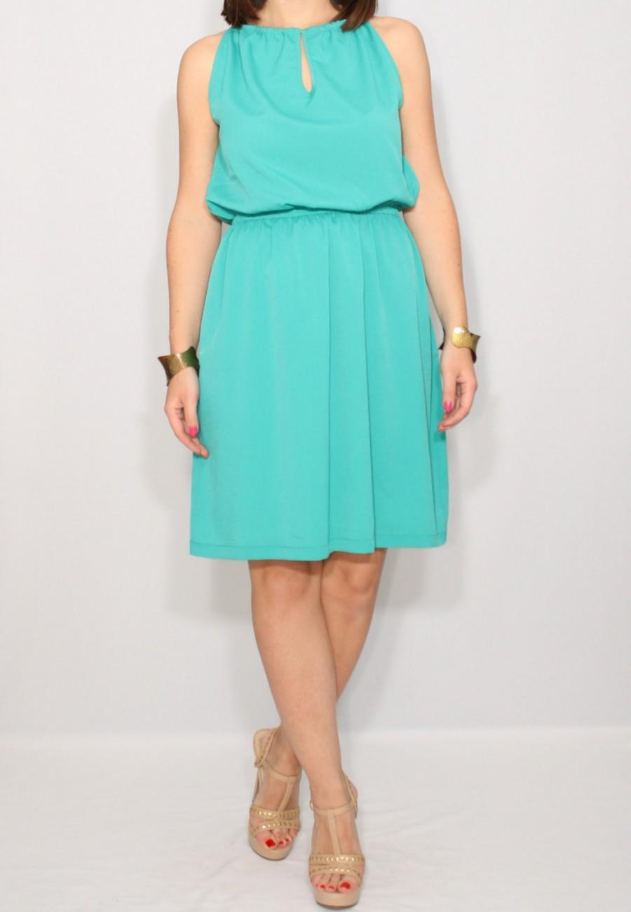 زفاف - Turquoise dress Mint dress Chiffon dress Short dress Keyhole dress