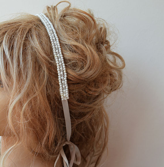 زفاف - Pearl Headband, Wedding Pearl Headband, Bridal Pearl Headband,  Bridal Hair Accessory, Pearl and Crystal Headband, Vintage Style