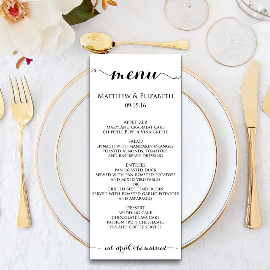 Hochzeit - Wedding Menu, Wedding Menu Template, Menu Cards, Menu Printable, Formal Wedding, Wedding Dinner Menu, PDF Instant Download, WBWD3