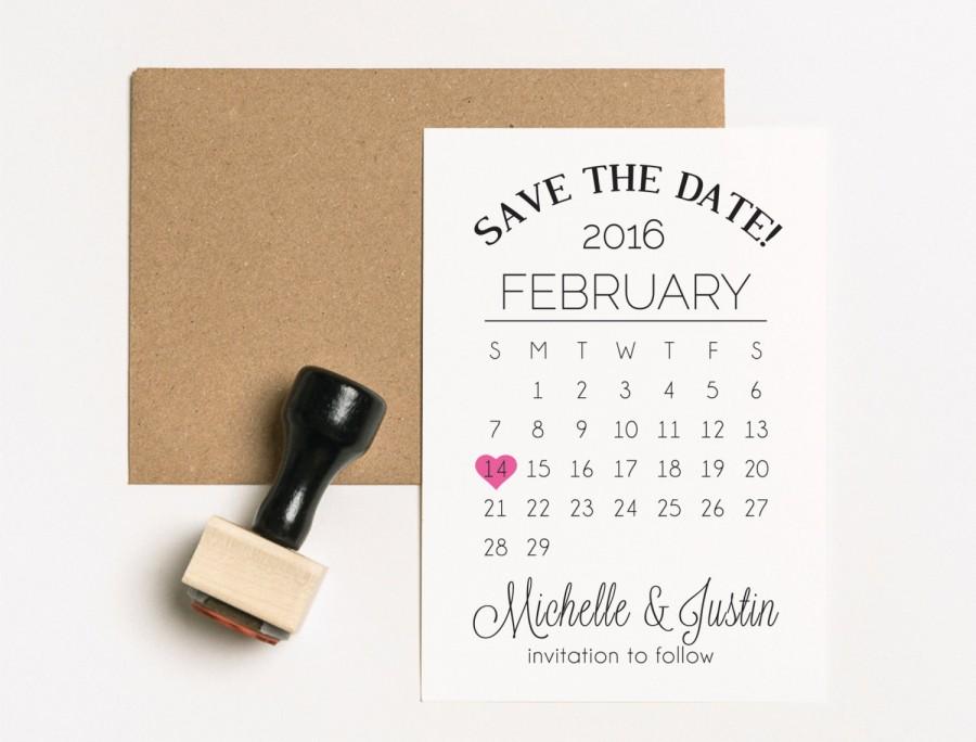 Свадьба - Save the Date Stamp Set, TWO Stamps, Wedding Calendar Stamp, Calendar Heart Stamp Set, Wedding Invitation Stamp, Engagement Stamp, (03.005)