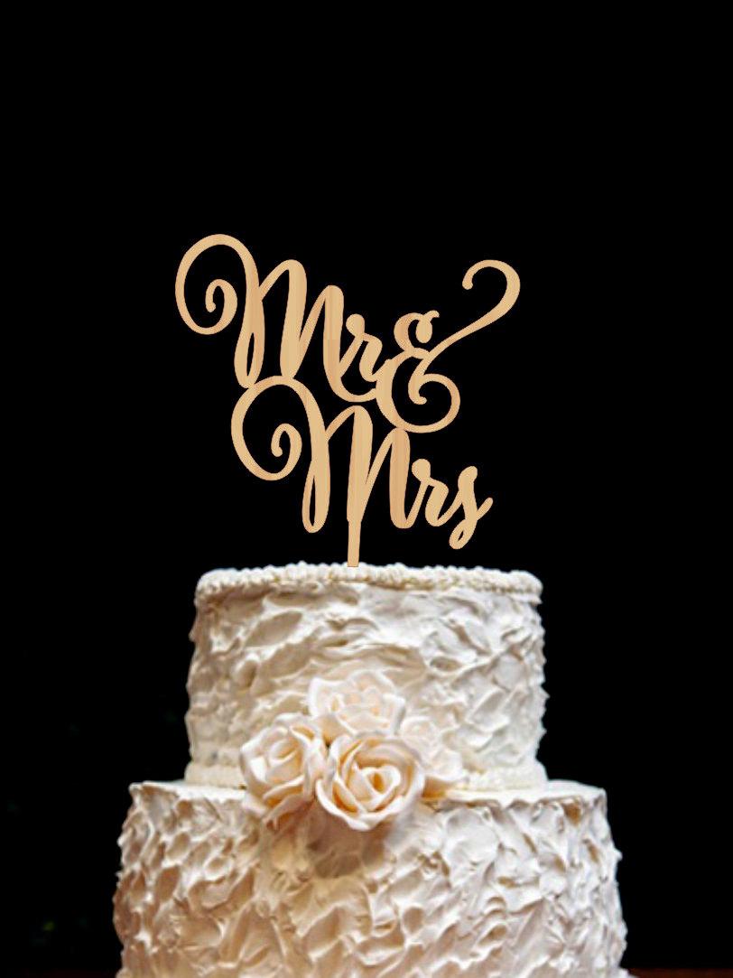 Mariage - Mr Mrs Wedding Cake Topper Wooden Cake Topper