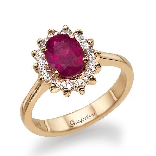 Mariage - Rose Gold Engagement Ring Ruby And Diamonds, Ruby Ring, Diamond Engagement Ring, Gem Ring, Gemstone Ring, Promise Ring, Anniversary Ring