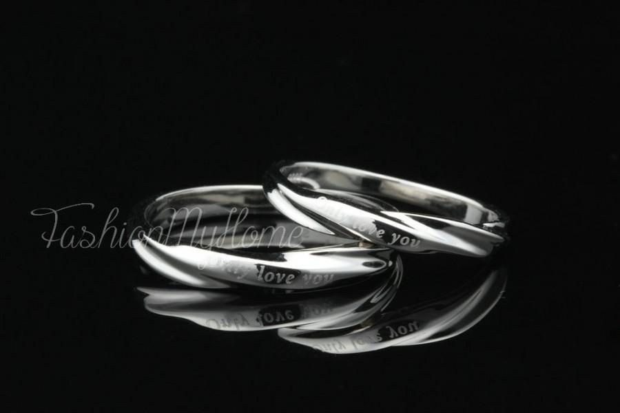 زفاف - Free Engraving Couples Rings Set Sterling Silver Ring Interweave Ring Wedding Ring Set His And Her Promise rings “Only love you”