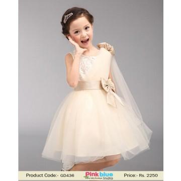 Wedding - Beige Formal Dress for Baby Girl