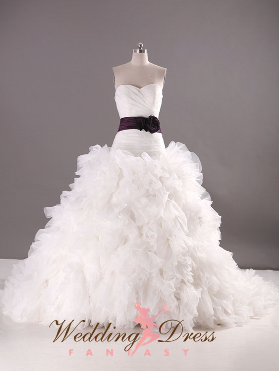 Wedding - Organza Wedding Dress Ballgown Drop Waist Sweetheart Neckline Sash Available in a Variety of Colors