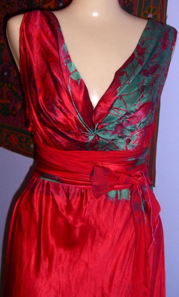 زفاف - Red and turquoise long silk HENRY wedding dress by momosoho boho plus size wedding gowns tie dye brides maids