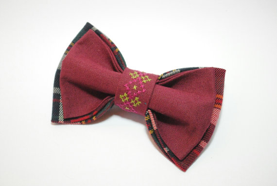 Mariage - Vinous plaid bow tie Bow tie for men Bowties with embroidery Poem gift for him and papaMarsala bowty Father of the groom Far till brudgummen