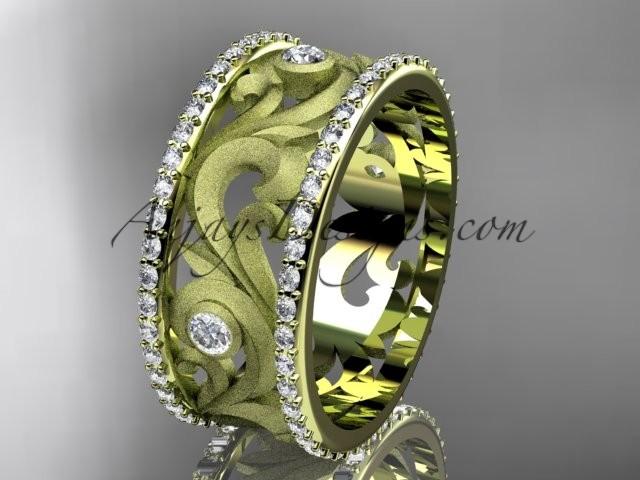 Свадьба - 14kt yellow gold diamond engagement ring, wedding band ADLR121BA