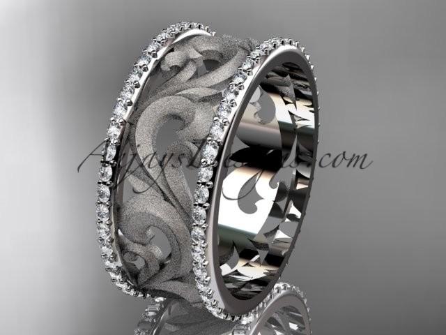 Wedding - 14kt white gold diamond engagement ring, wedding band ADLR121BD