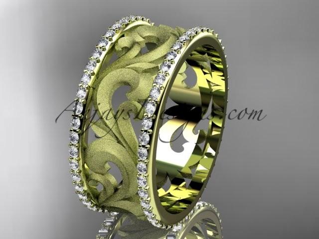 Свадьба - 14kt yellow gold diamond engagement ring, wedding band ADLR121BD