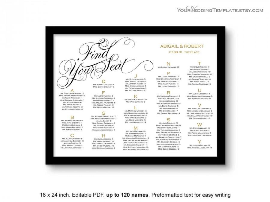 Simple Wedding Seating Chart Template