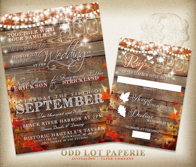 Rustic Wedding Invitation Fall Wedding Invite Country Wedding