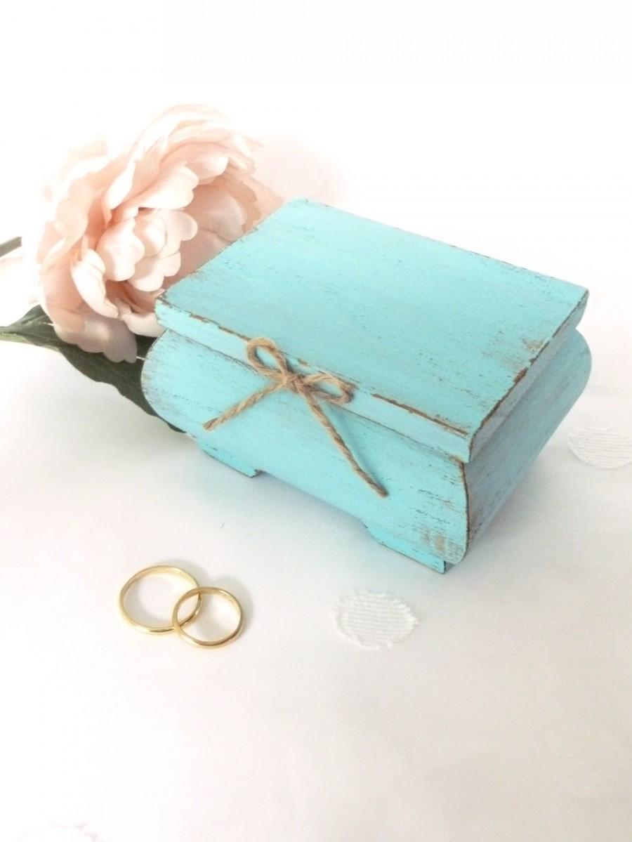 Hochzeit - Wedding Ring Bearer Pillow Box Light Blue Ring Bearer Box Rustic Wedding Decor Beach Wedding Ring Box Wedding Box Ring Holder Personalized