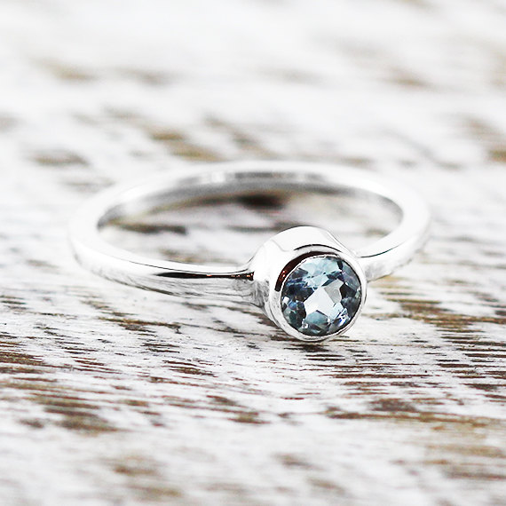 Mariage - Silver Ring Band Blue Topaz Custom Stone Rings for Women Sterling Jewelry