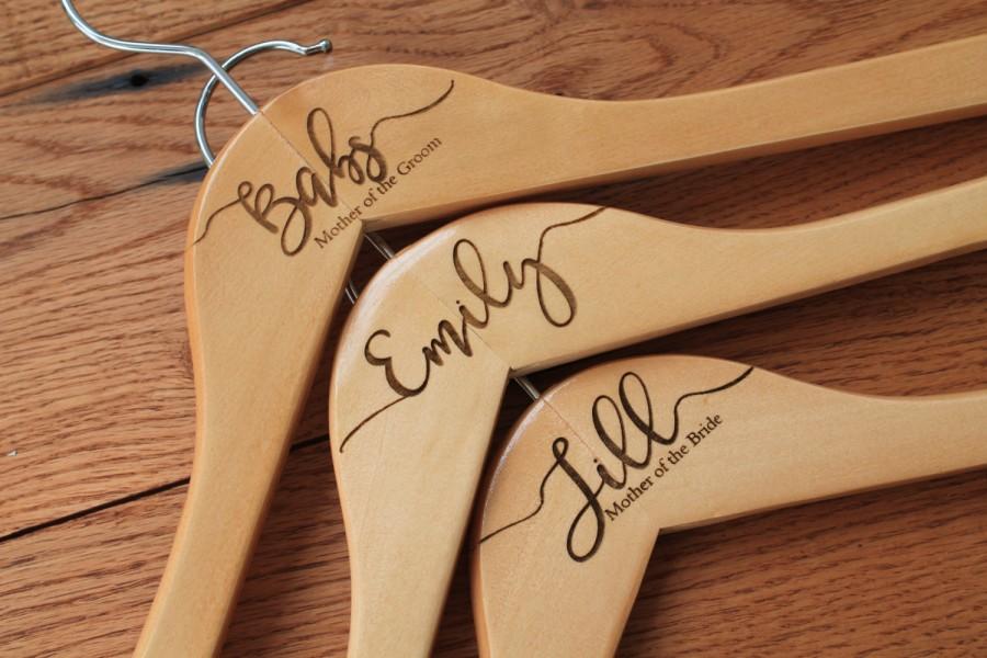 Hochzeit - Personalized Bridesmaid Hanger - Wooden Engraved Hanger - Bridal Dress Hanger- bridesmaid gift