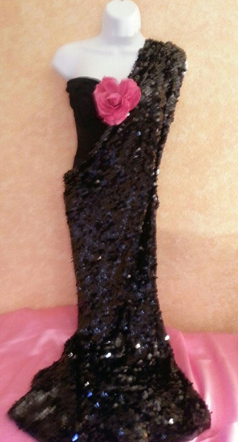 Hochzeit - Exotic Black Sequin Fuchsia Rose Corset Sari Saree Wrap Skirt Dress Bridal Wedding Gown Party Costume