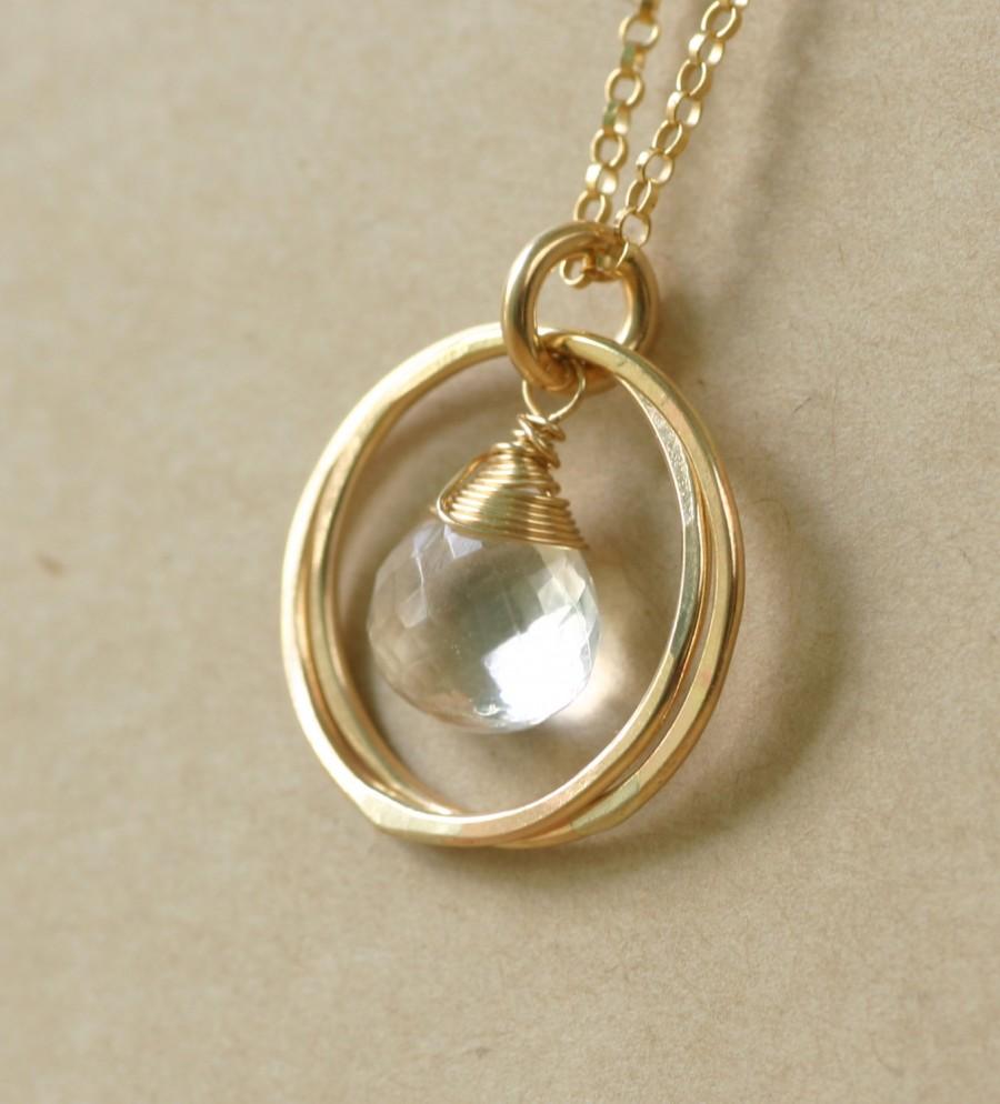 زفاف - Sister necklace gold, best friend necklace for 2, gold interlocking circles necklace, maid of honour gift, gold birthstone necklace - Lilia