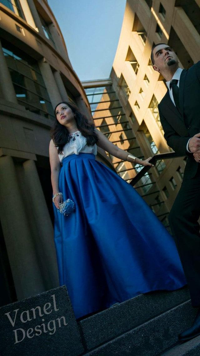 Hochzeit - Bridesmaids Long Maxi Skirt with pockets Elegant Royal Blue skirt Famous skirt formal pleated skirt