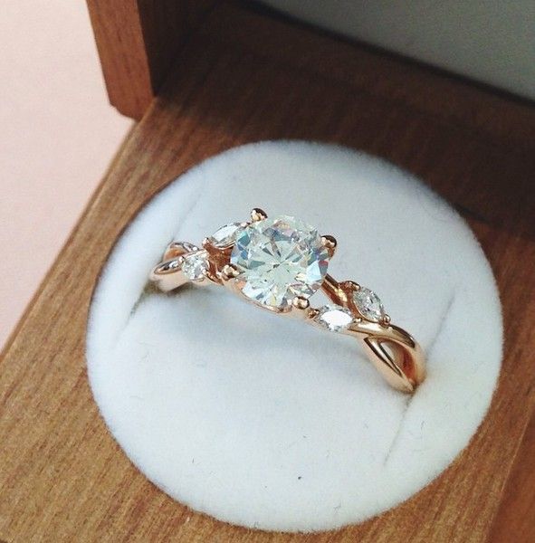 Wedding - 14K Rose Gold Willow Diamond Ring