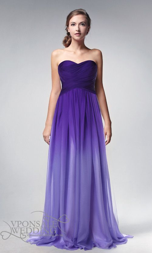 Свадьба - Strapless Full Length Ombre Purple Prom Dresses 2014 DVP0002 