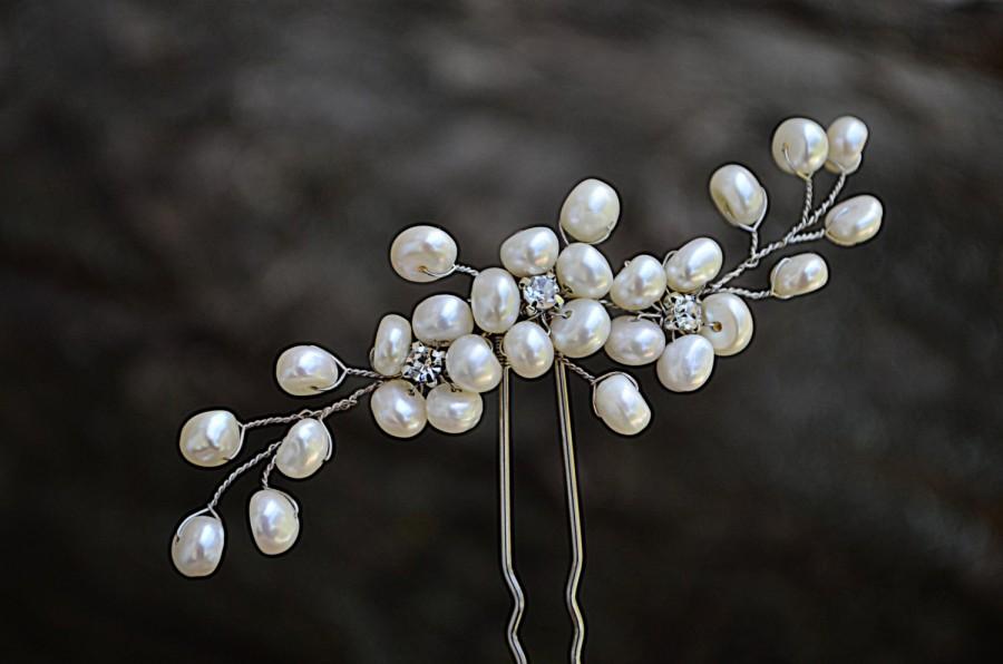 Wedding - Pearl Bridal Pins, Pearl Headpiece, Wedding Hair Pins, Hair Vine, Floral Hairpiece, Bridal Head Piece, Pearl Wedding Headdress