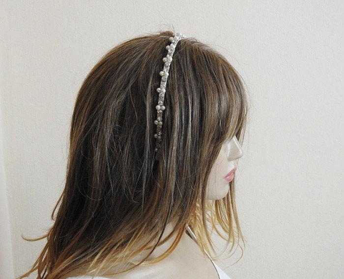 Hochzeit - wedding tiara, Wedding Crown, bridal,  headpiece, Bridal Hair Accessory, Hair Wreaths, Rhinestone and Pearl, headband, Accessories, etsy