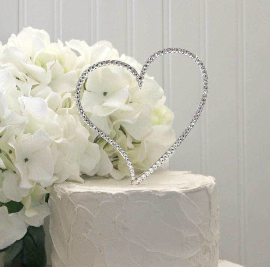 زفاف - Ready-To-Ship Heart Wedding Cake Topper,  Love Cake Topper, Heart Cake Topper in Swarovski Crystals Ready-To-Ship (1-2 business days)