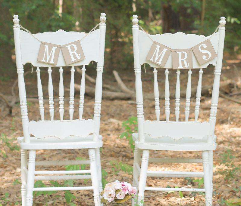 Hochzeit - Mr. and Mrs.Banner-Chair Signs-Rustic Wedding-Wedding Decoration-Wedding Banner-Wedding Sign-Bridal Shower-Wedding Photo Prop