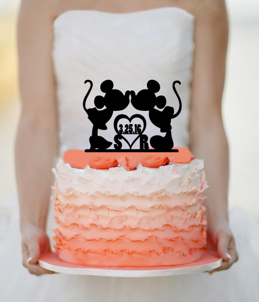 Hochzeit - Disney wedding cake topper - Custom Wedding Cake Topper - Mickey & Minnie Cake Topper - initials Cake Topper - Personalized Cake topper