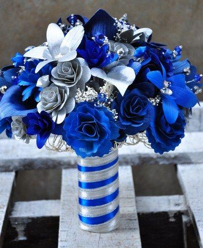 Wedding - Silver Blue Starry Starry Night Wedding Bouquet