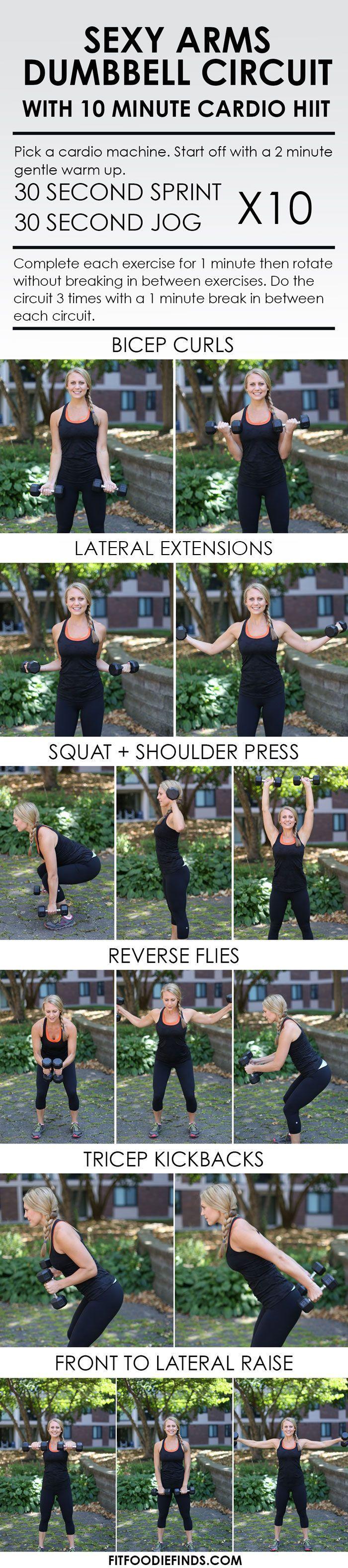 Wedding - Sexy Arms Dumbbell Circuit Workout With 10 Minute Cardio HIIT