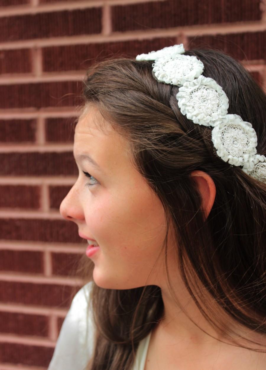 Hochzeit - Bohemian Bridal Lace Headpiece -TAURIEL - Boho Wedding Hair Accessory Bridal Headband Lace Hairpiece, Bohemian Headband Bridal, Boho Wedding