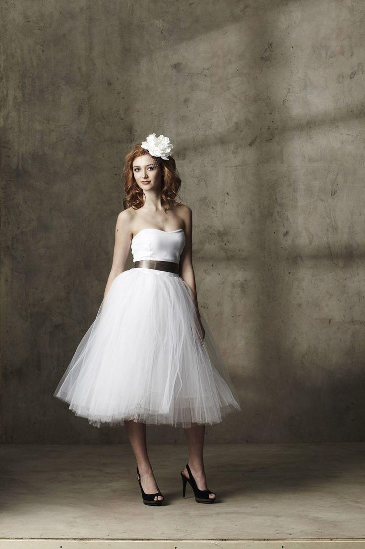 Mariage - Tulle Wedding Dress Sweetheart Strapless Tea Length Cotton And Tulle Party Dress - A Whimsical Spring By Cleo And Clementine