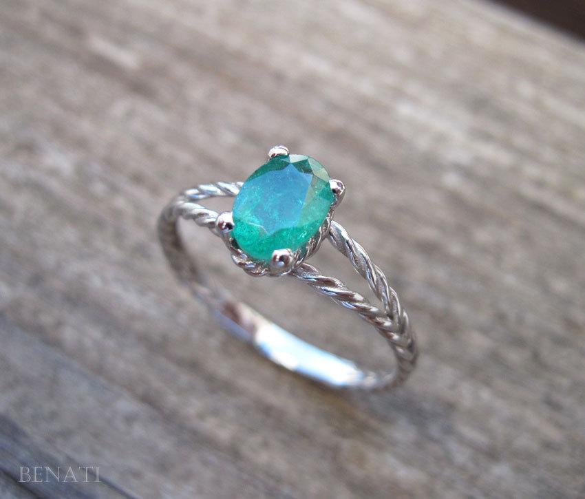Hochzeit - Emerald Engagement Ring, Emerald Oval Braided Rope Engagement Ring, Emerald Engagement Ring, Gold Twisted Rope Engagement Ring, Emerald Ring