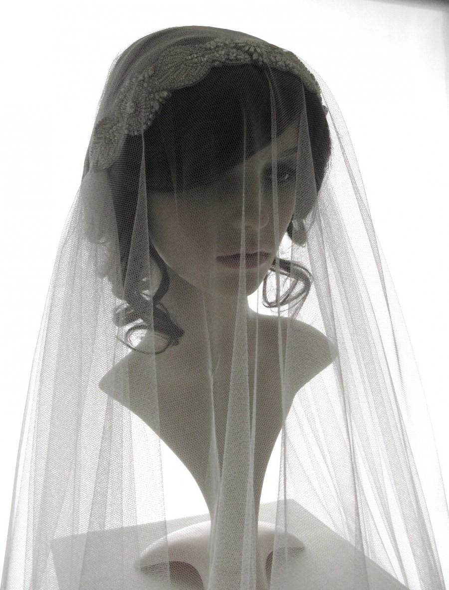 Mariage - Vintage style veil -  couture bridal cap veil -1920s wedding  veil - Ariadne