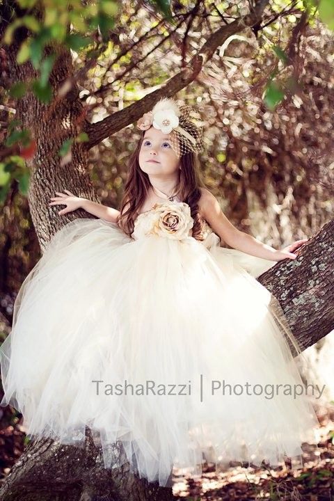 Wedding - Once Upon A Fairy Tale Creme & Champagne Couture Tutu Dress