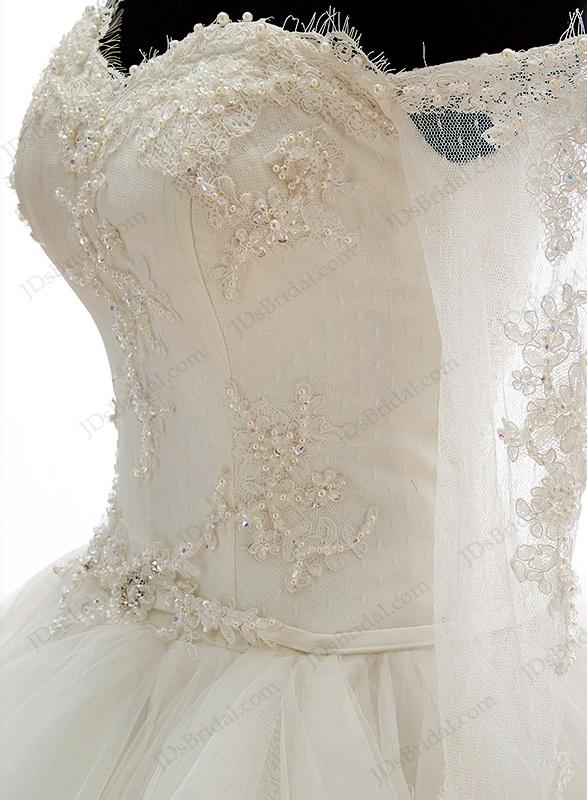 زفاف - IS046 Princess off shoulder tulle ruffles ball gown wedding dress