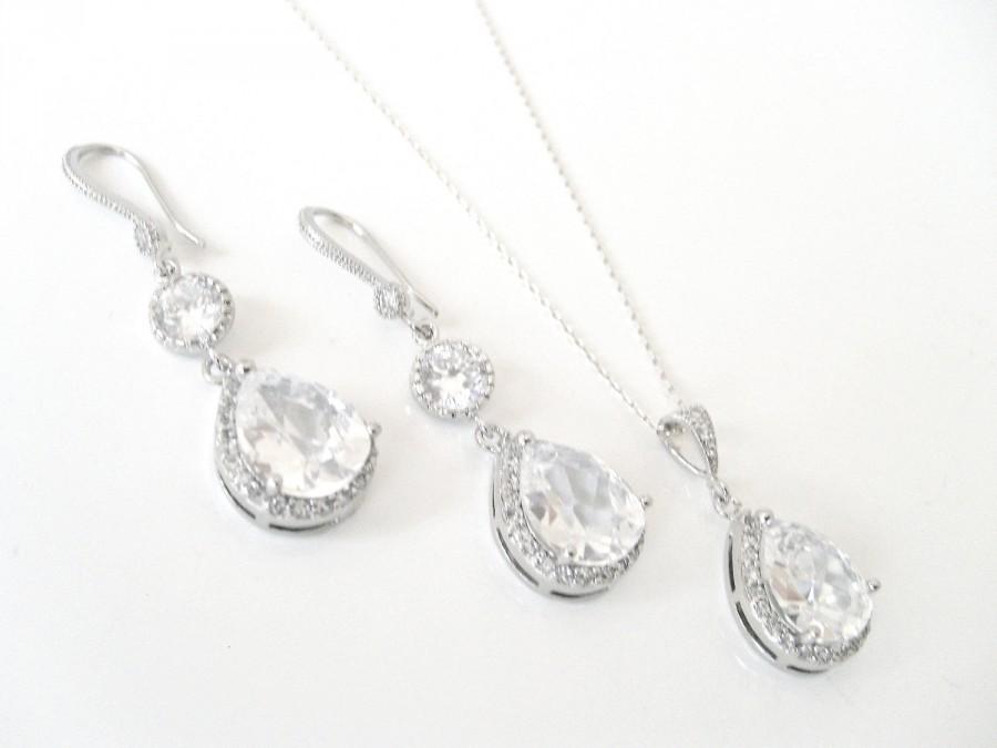 زفاف - 925 sterling silver cubic zircon white gold luxury bridal jewelry set wedding jewelry bridal jewelry