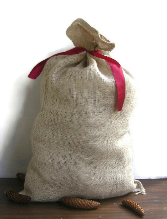Hochzeit - Christmas sack, Large Burlap sack,  Jute bag, jute sack, burlap Christmas  bag  86x50cm , big sack, large sack, Hemp sack Rustic Christmas