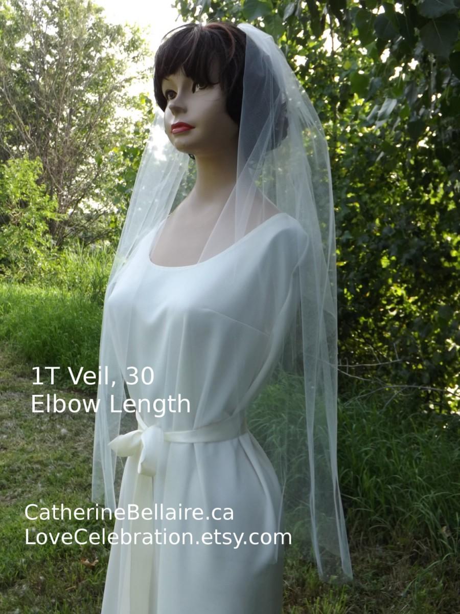 زفاف - Plain Edge 1T Wedding Veil - One Tier Veil - Bridal Veil - 1 Tier - Elbow Waist Fingertip, Ivory, Diamond White, White, Black