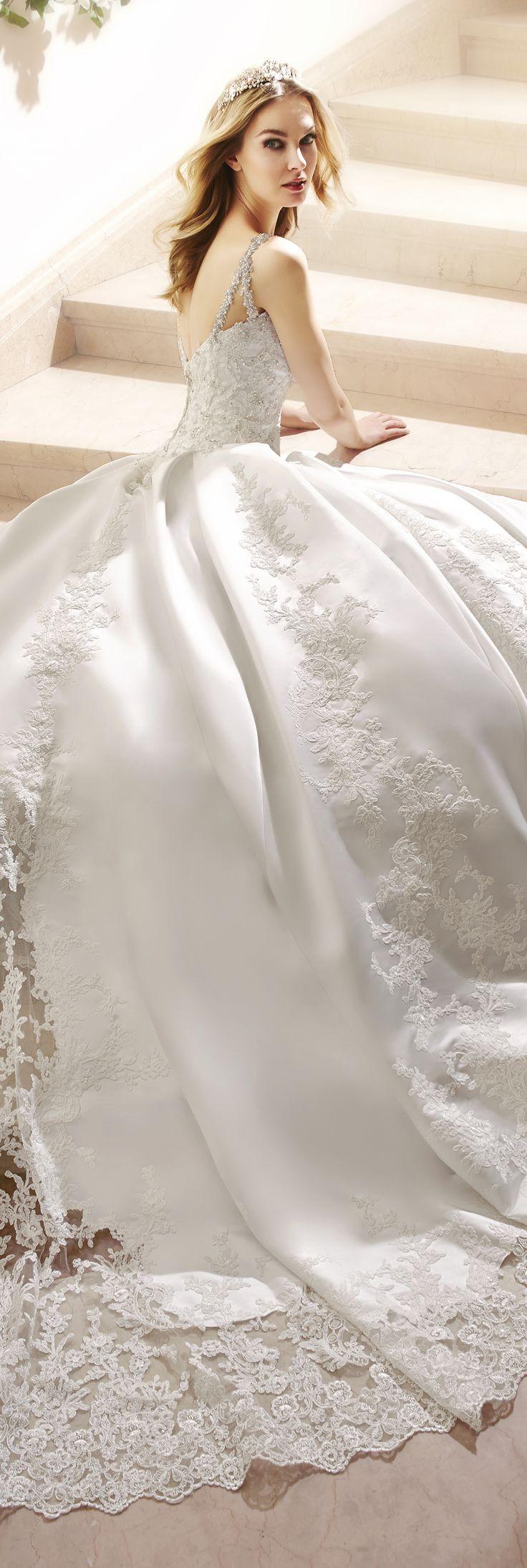 Hochzeit - Princess Satin Lace Ball Gown Wedding Dress 