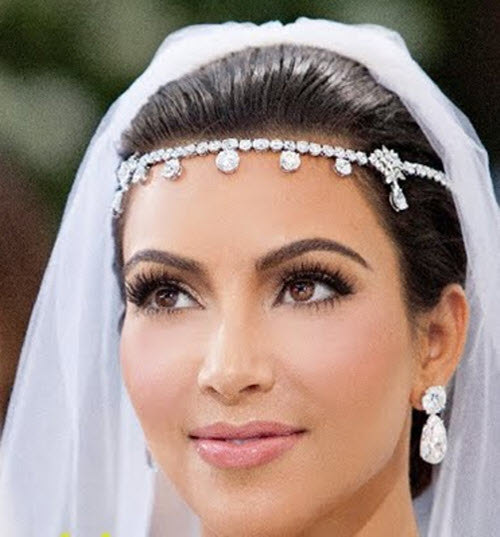 Hochzeit - SALE, Kim Kardashian Headpiece - Bridal Headband, Wedding Headband, Forehead band, Head Chain, Art Deco, Wedding Hair Accessories, Prom