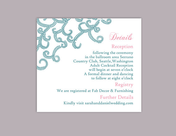 Mariage - DIY Bollywood Wedding Details Card Template Editable Word File Instant Download Printable Blue Details Card Template Elegant Enclosure Card