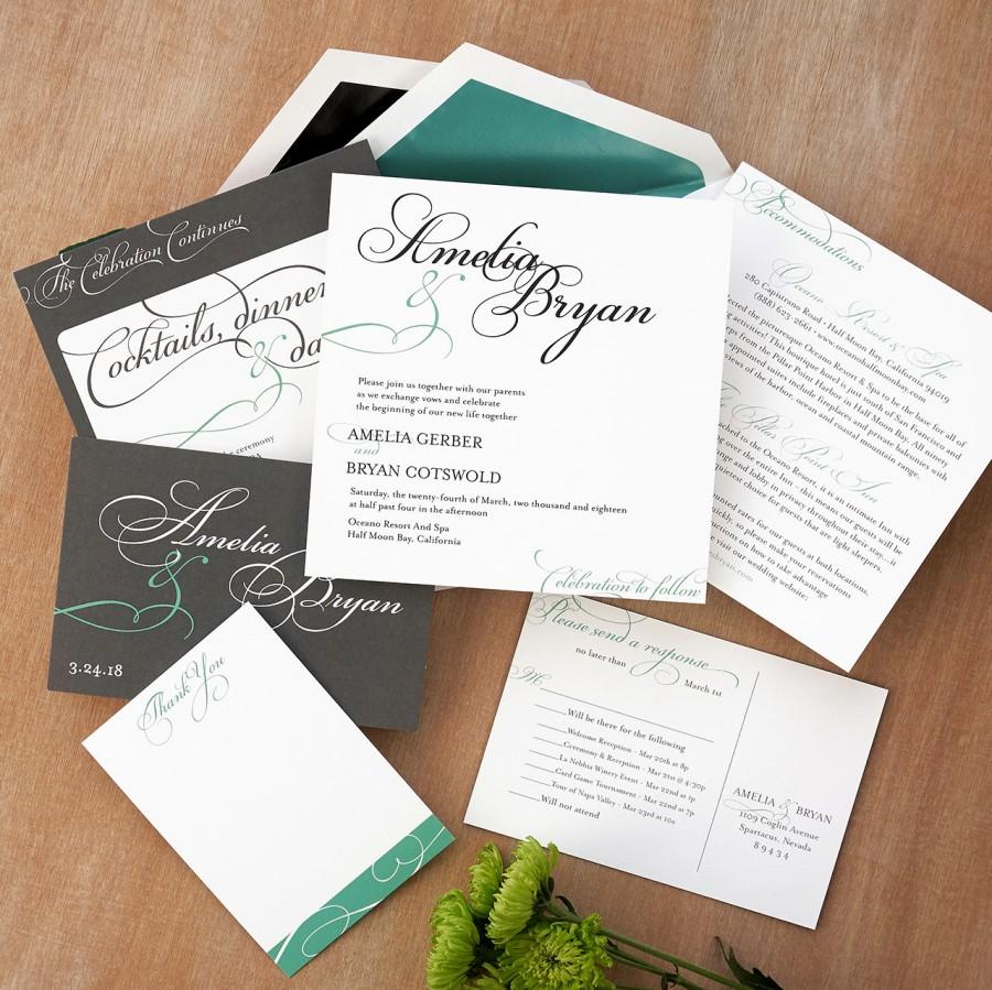 زفاف - Modern Wedding Invitation Set - Square Invitation Suite - Elegant Wedding Invite - Chic Custom Wedding Invitations - AV8098