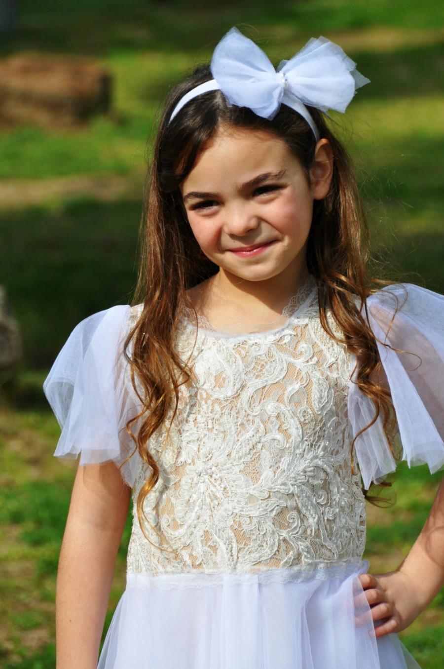 Mariage - ivory bridesmaid dress,Ivory Lace Flower Girl Dress,Bridesmaid dress,Party dress,Dress Birthday,white Tulle Lace,ivory lace dress