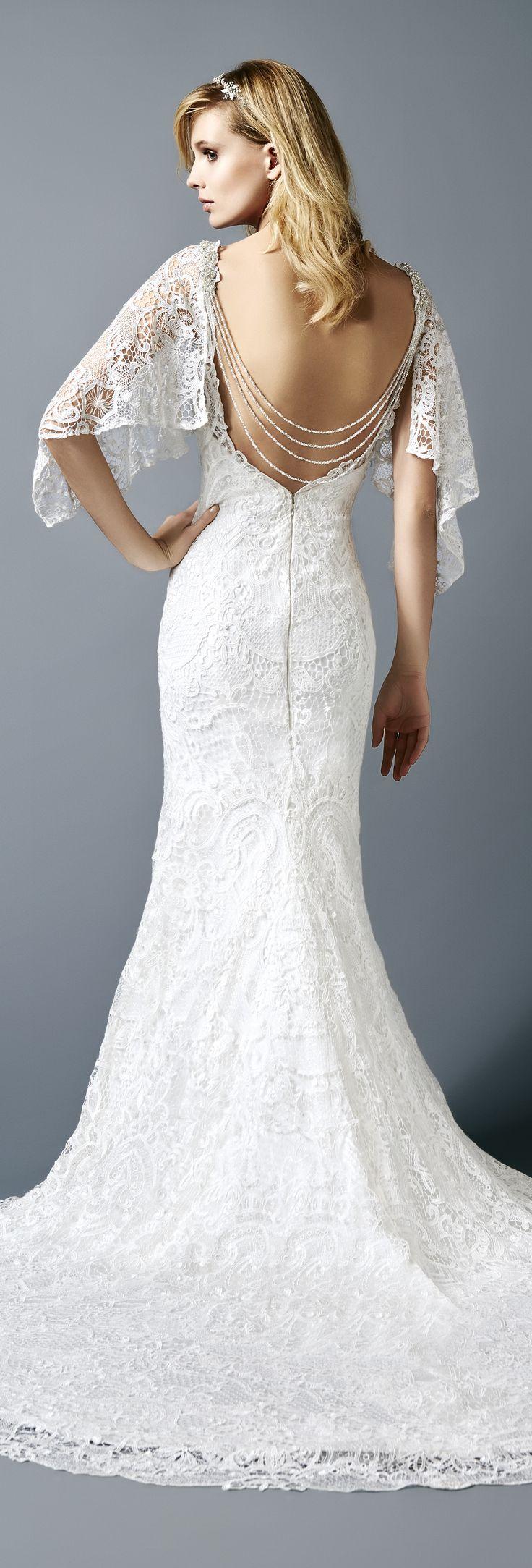 Wedding - SLIM LACE TRUMPET GOWN WITH SLEEVES AND BEAUTIFUL BACK  