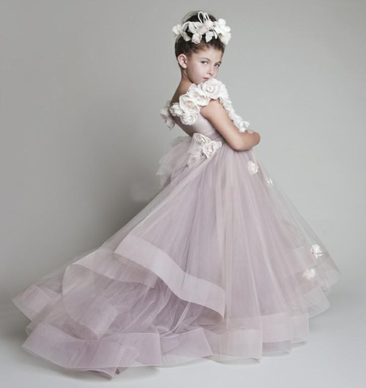 Mariage - 2014 New Lovely New Tulle Ruffled Handmade Flowers One-shoulder Flower Girls' Dresses Girl's Pageant Dresses Online With $62.66/Piece On Dress_beautiful's Store 