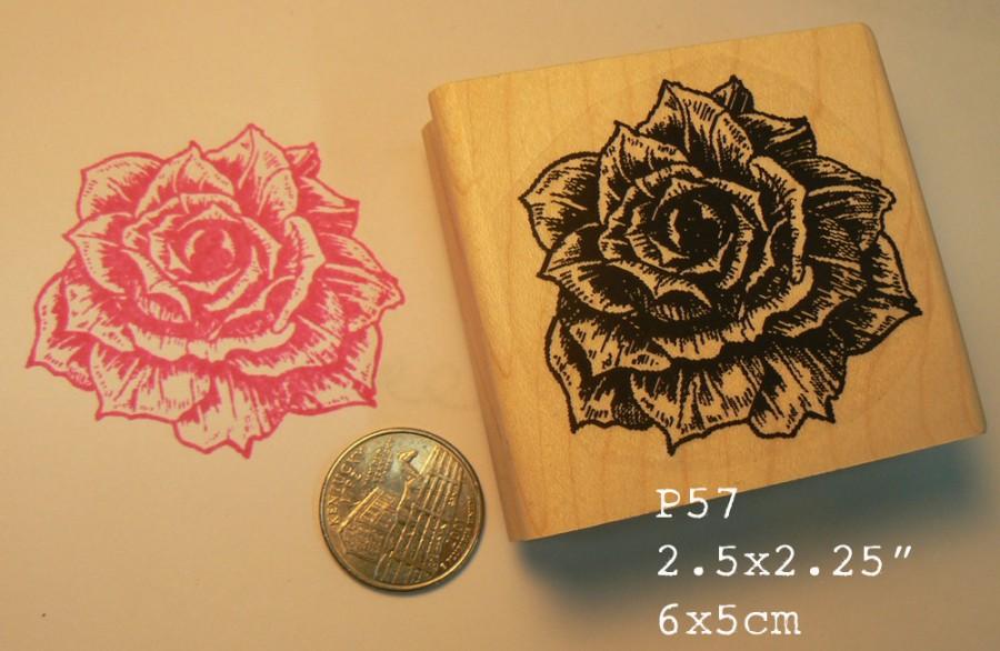Wedding - P57 Rose flower rubber stamp
