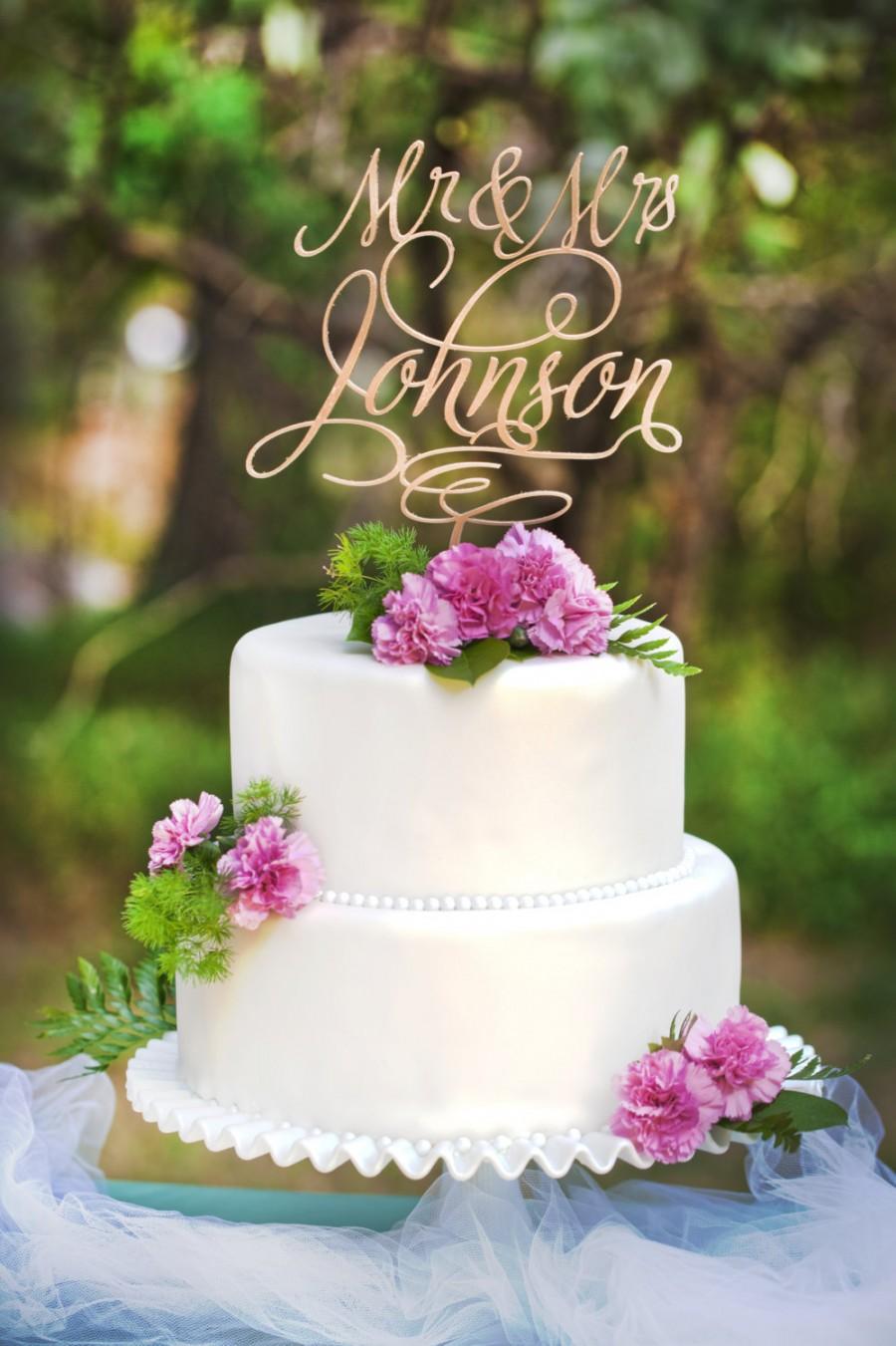 Wedding - Mr & Mrs Custom Name Wedding Cake Topper