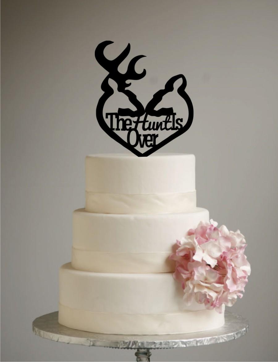 Hochzeit - Deer Heart Wedding Cake Topper - The Hunt is Over - deer heart - grooms cake  - shabby chic- redneck - cowboy - outdoor - western - rustic